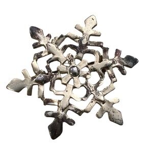 Vintage Danecraft Snowflake Gold Silver Tone‎ Pin Brooch Christmas Winter